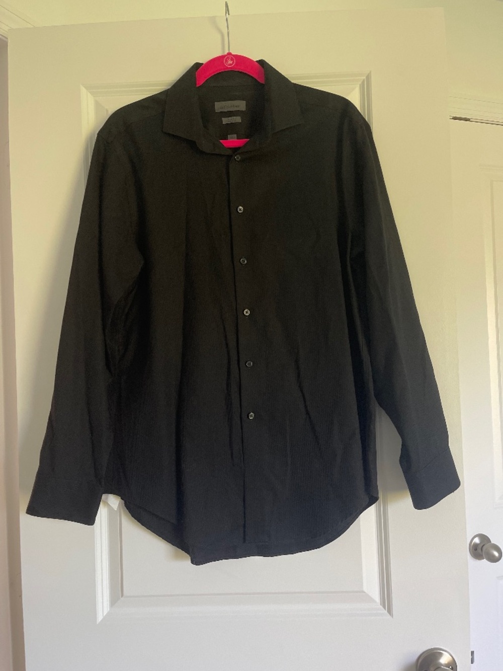 Calvin Klein Slim Fit Non Iron Mens Black Button Up Dress Shirt 16 32-33 80’s